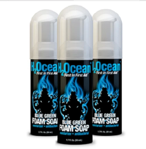 H2Ocean 蓝色绿色泡沫香皂不含香氛 1.7 液体盎司有效期至 2019-3件套 — 第 1/1 张图片