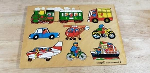 SIMPLEX Vintage CARS Wooden Puzzle Made in Holland Transportation Boat Airplane - Picture 1 of 5