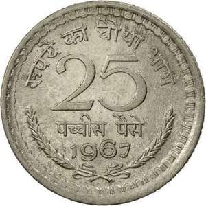 India | 25 Paise Coin | Asoka lion | Km:48.1 | 1964 - 1972 - Picture 1 of 12