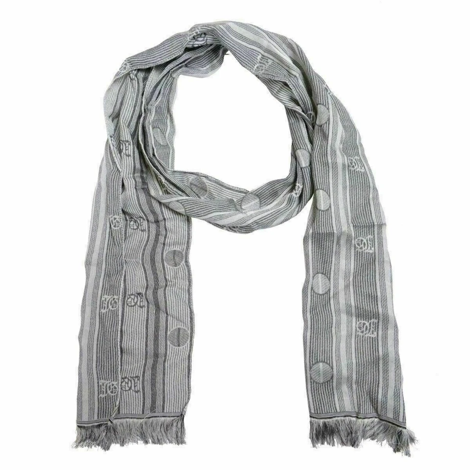 Bufanda para mujer John Galliano gris con estampado de logotipo de seda Foto 1 de 2