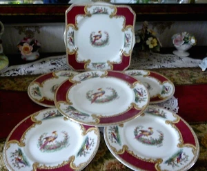 Antikes Myott Son & Co Royal Crown "Chelsea Bird" Eisenstein Set - 6 Teile - Bild 1 von 9