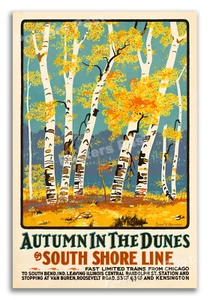 1928 Autumn in the Dunes South Shore - Vintage Travel Poster - 24x36 - Picture 1 of 5