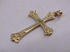 Vintage 14K Solid Yellow Gold Cross Crucifix Necklace Pendant 3.7 grams 1.75