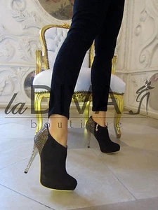 ALBERTO VENTURINI~Italy Strass Leder Boots Stiefeletten 40 braun %SALE% OVP 299€ - Bild 1 von 4