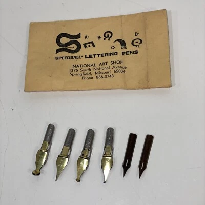 Lote de 6 puntas de caligrafía vintage Speedball conjunto C plumillas HUNT Mfg Foto 1 de 4