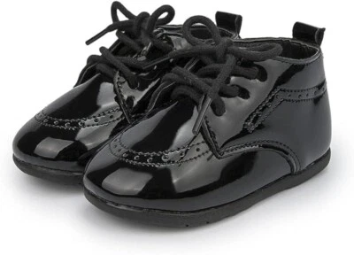 Baby Oxford Black Patent Leather Dress Shoes, Unisex Size 2 (6-12 mos) NEW - Image 1 of 4