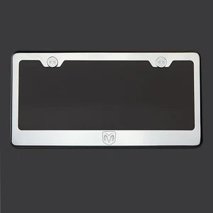 Mirror Chrome Dodge Logo Laser Etched T304 Stainless Steel License Plate Frame - Picture 1 of 6