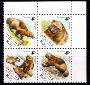 Russia 2004 Gulo gulo - WWF Complete Mint MNH Set Block SC 6857 - Picture 1 of 1
