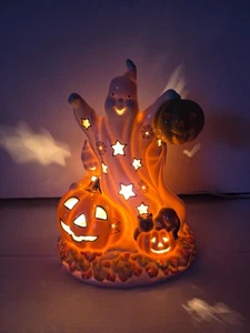 Figura Iluminada Fantasma y Calabaza Lenox Halloween Cerámica 8" - Imagen 1 de 7