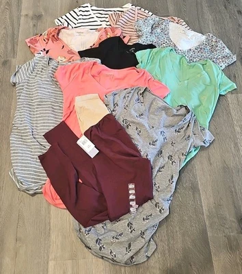Maternity Bundle Lot of 10 T-Shirts + NWT Leggings SZ Small EUC +++ Motherhood  - Image 1 of 4