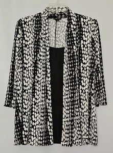East 5th Black/White Geometric One-Piece Jacket /Blouse Combo 3/4 Sleeve Wmns M - Picture 1 of 5