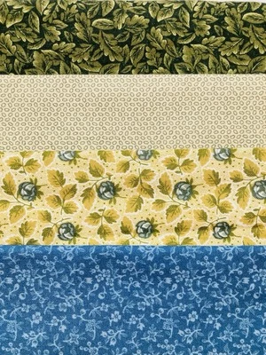 Lot of 4 Fat Quarters Cotton Fabric Blues Greens Penny Rose P&B Lot #11A - Image 1 of 4