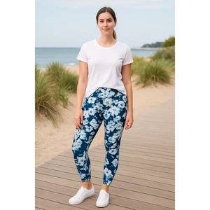 Jockey Active Floral Leggings Damen XL blau weiß Athleisure - Bild 1 von 7