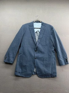 Peter Millar Blazer Mens Large Blue White Polka Dot Linen Cotton Sport Coat - Picture 1 of 12