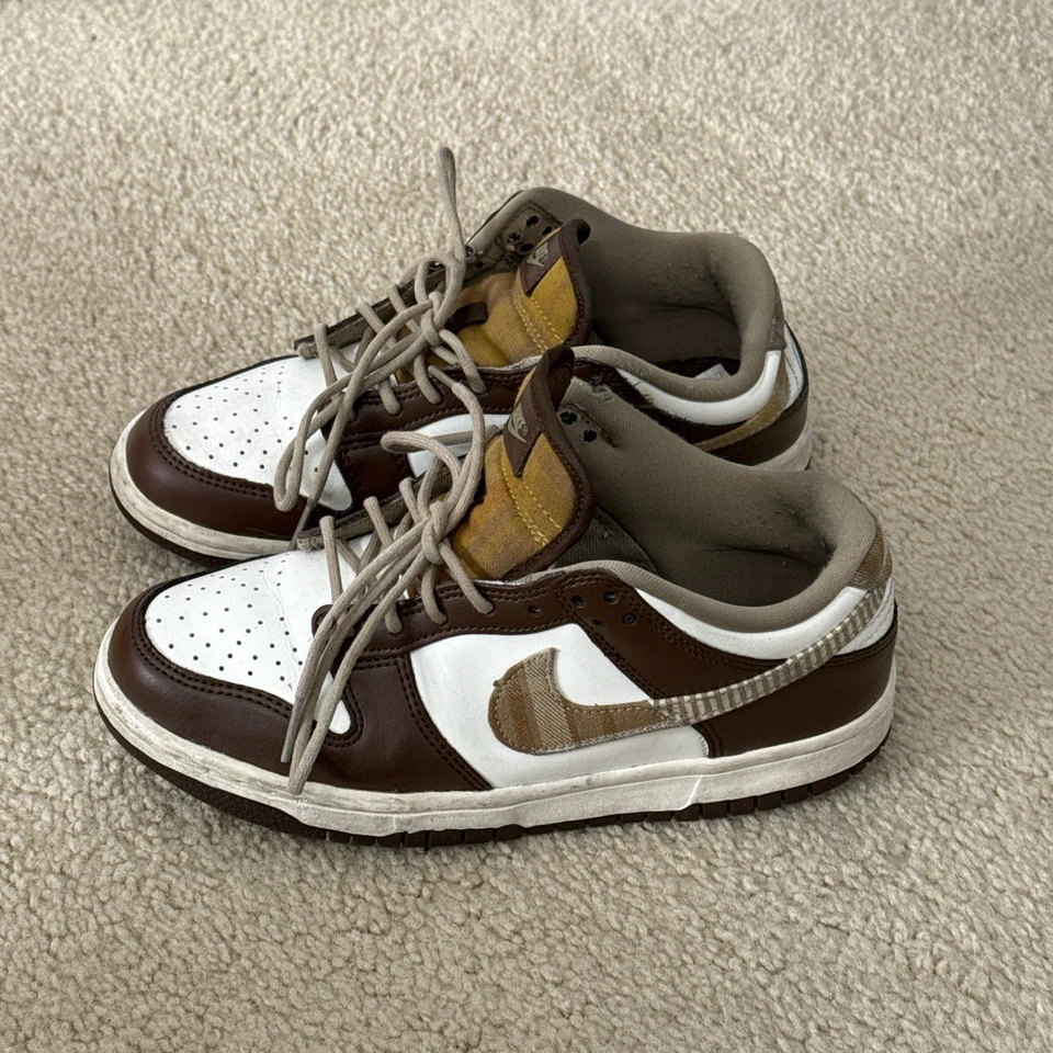 Nike Dunk Low Plaid Brown Sail FV3653-191 Big Kids 5Y/Mujer’s 6.5 Zapatos Foto 1 de 4