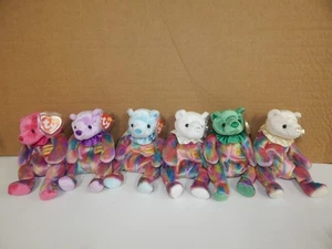 Lot of 6 TY Beanie Babies Birthstone Birthday January-June Emerald Amethyst 2001 - Picture 1 of 9