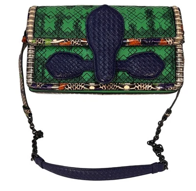 💼 Bolso de hombro Bottega Veneta Irish Madras - Piel de serpiente y cordero - Italiano Foto 1 de 4