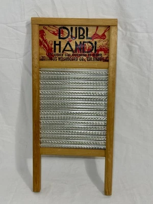Vintage Dubl Handi Washboard Metal Wood Columbus Washboard Co Laundry Decor USA - Image 1 of 4