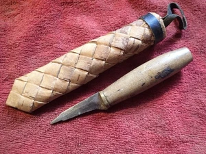 COLTELLO DA INTAGLIO PUUKKO LAMA CORTA con fodero corteccia betulla finlandia finlandese - Foto 1 di 6