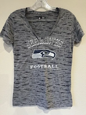 Seattle Seahawks T-shirt. V Neck. Gray and Blue . Ladies, Women size M - Image 1 of 4