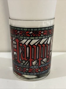 2er Set Vintage Houze Happy Holidays Trinkgläser Buntglas rot - Bild 1 von 9