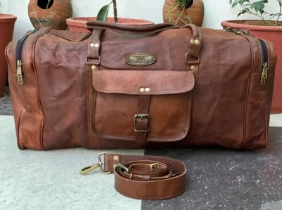 Herren Echtleder Extra Space Bag Seesack Reise Wochenende Übernachtung (3 Taschen) - Bild 1 von 4