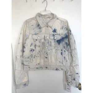 Free People Rumors Jones Tie Dye Blue Denim Jean Jacket Size M Medium NWT - Picture 1 of 7