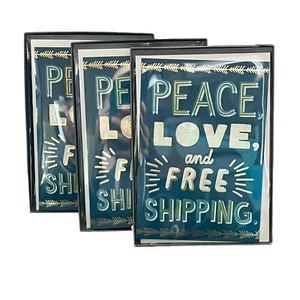 Hallmark Peace Love und kostenloser Versand Urlaub Weihnachten Versandkarten 3er-Pack - Bild 1 von 5