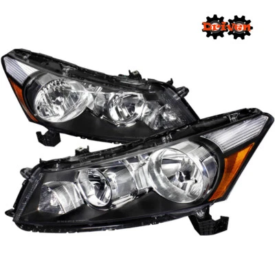 FOR: Honda Accord 08-12 4 Door Sedan 4cly V6 Black Headlights Amber Inspire - Image 1 of 3