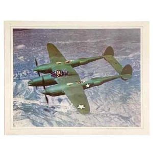 The Lockheed P-38 Lightning Plane Poster, Military Aircraft, 11 x 14 in - Picture 1 of 6