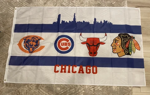 City Of Chicago SPORTS TEAMS FLAGS 3'X5' Bears Bulls Cubs Blackhawks Cover