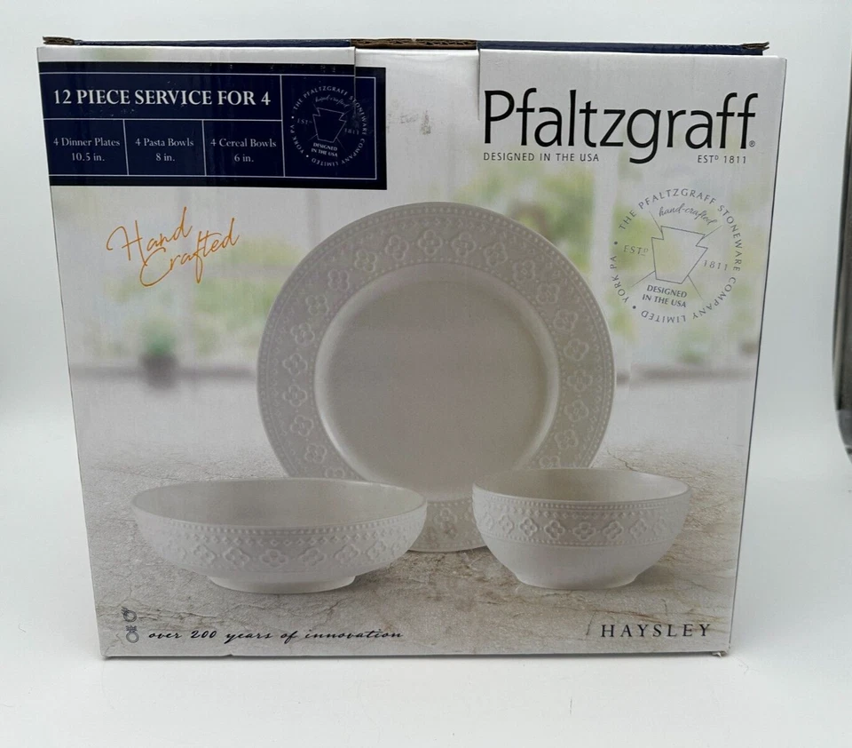 Pfaltzgraff Haisley 12-Piece Dinnerware Set, White - Image 1 of 4