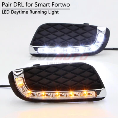 2 Color For Mercedes-Benz Smart Fortwo 2008-11 LED DRL Daylight Fog Lamp W/ Turn - Imagem 1 de 4