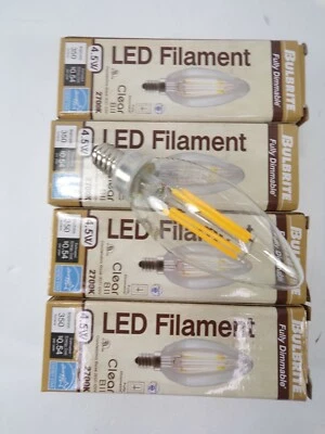 Pottery Barn Bulbrite LED Filament Torpedo 40 Watt Light Bulbs Clear S/4 #9758 - Image 1 of 3