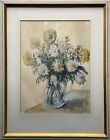 Still Life With Asters IN Glass Jug W.Koehler 1957 Watercolour 57 X 45 CM