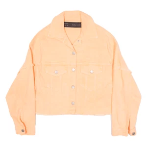 ZARA Basic Distressed Cropped Damen Jeansjacke Rosa M - Bild 1 von 6