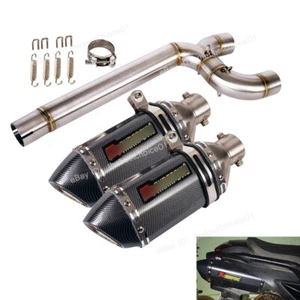 For Yamaha FZ6 FZ6N FZ6S 2004-2011 Middle Link Pipe Slip On Exhaust Tips Muffler - Foto 1 di 12