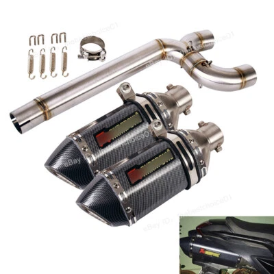For Yamaha FZ6 FZ6N FZ6S 2004-2011 Middle Link Pipe Slip On Exhaust Tips Muffler - Image 1 of 4