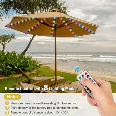 Garten Strandschirm Sonnenschirm Lichterkette 104 LED Campingzelte Licht - Bild 1 von 4