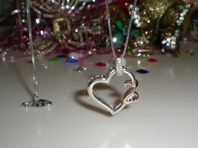 Jane Seymour Open Hearts SS & 14K RG Heart-Shape Diamond Accent Necklace 💎 KAY Foto 1 de 4