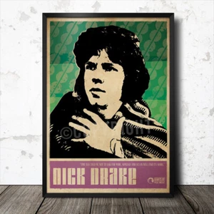 Nick Drake Folk Music Art Poster 60's Bob Dylan Joan Baez Joni Mitchell - Picture 1 of 1