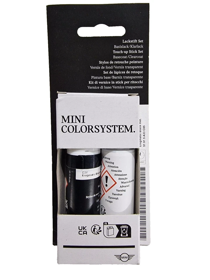 Original MINI Lackstift Set Enigmatic Black C3Y 12ml inkl. Klarlack 12ml - Bild 1 von 3