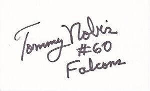 Tommy Nobis Signed Falcons 3x5 inch index card HOF Texas College FB Hall of Fame