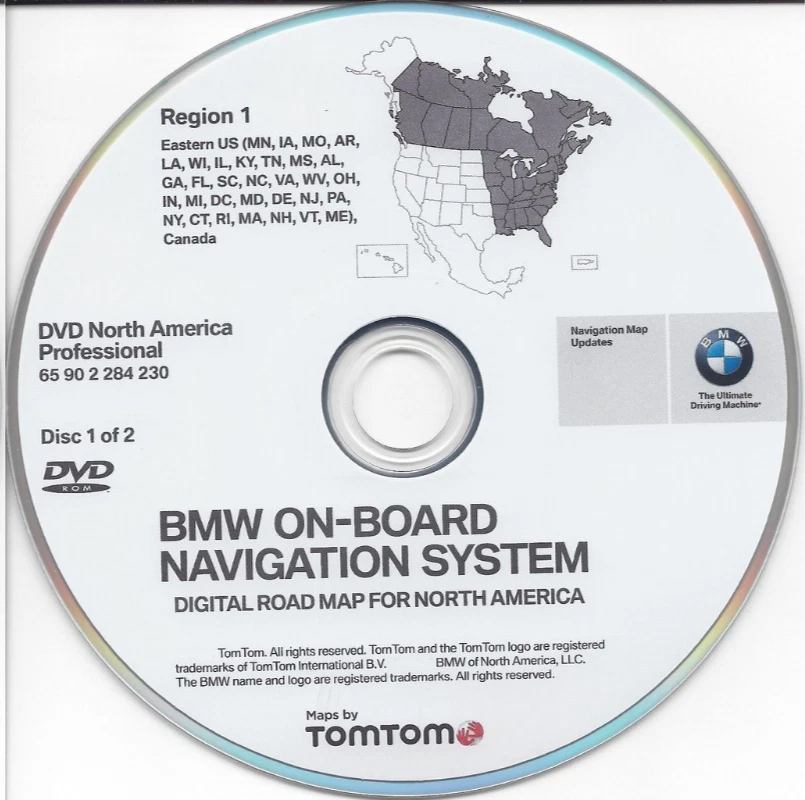 2006 2007 2008 2009 BMW M5 M6 Navigation East DVD Map Update - Image 1 of 1