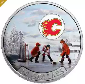 2017 Canadian Passion to Play: Calgary Flames® moneta color argento da 1/2 oz - Foto 1 di 4