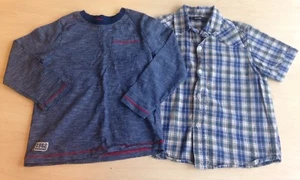 M&Co Blue Stripe long Sleeve Top George Short Sleeve Checked Shirt Age 5 - 6 - Picture 1 of 6