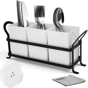 Cutlery Holder with Drain Holes Silverware Caddy for Party Countertop 3pcs Bi... - Picture 1 of 7