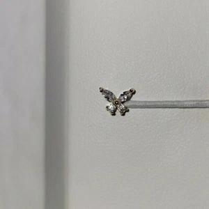 Anillo de perno prisionero nariz curvada en L acero quirúrgico mariposa circonita 316L - Elige - Imagen 1 de 12