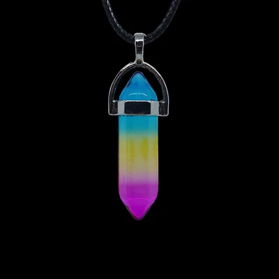 Vendedor de EE. UU. Collar de péndulo de ágata de cristal natural gema curación hexágono chakra Foto 1 de 4