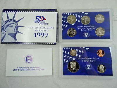 1999-S United States Proof Set, Set Of 9 Coins. With Certificate Of Authenticity - Image 1 of 4
